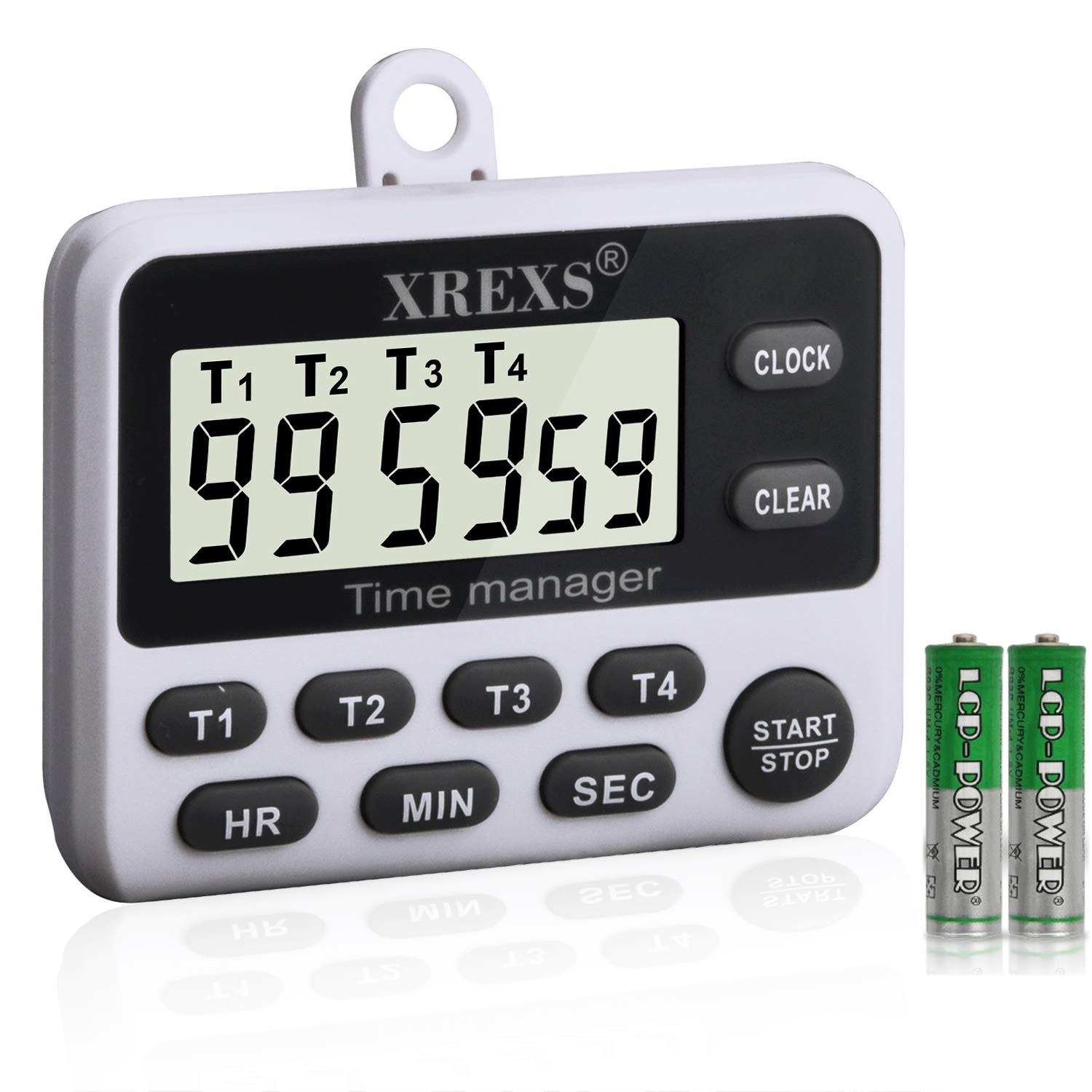 4-Channel Digital Kitchen Timer Clock with Large LCD Display, 4 Groups Simult...