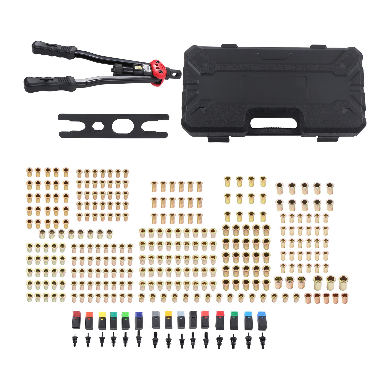 16'' Rivet Nut Tool Kit 15PCS Metric & SAE Mandrels 300PCS Rivet Nuts