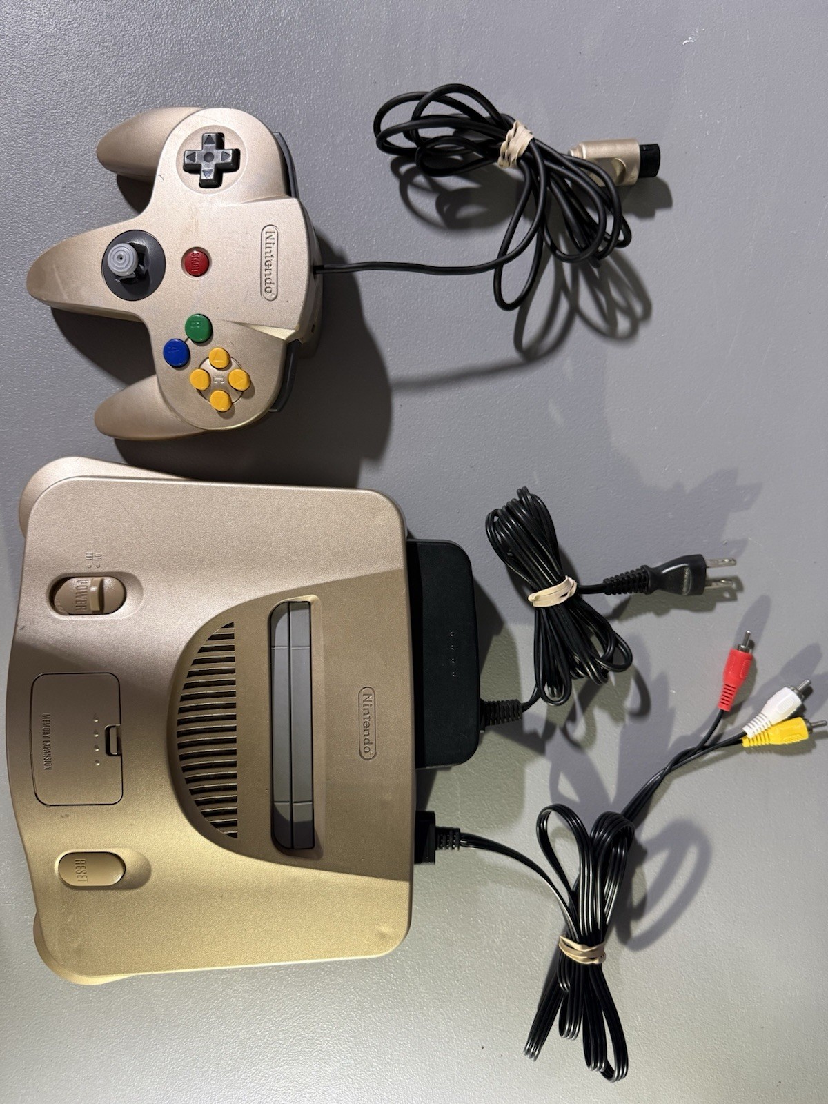Nintendo 64 N64 Gold Console w/ Gold Controller AC Adapter Tested NTSC-J Japan