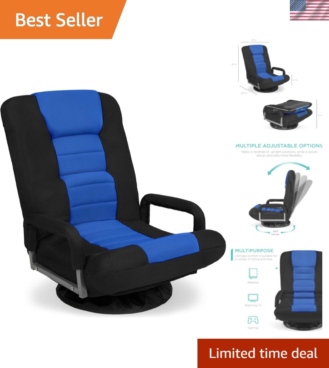 Swivel Gaming Chair 360 Degree Multipurpose Floor Chair Rocker for TV, Readin...