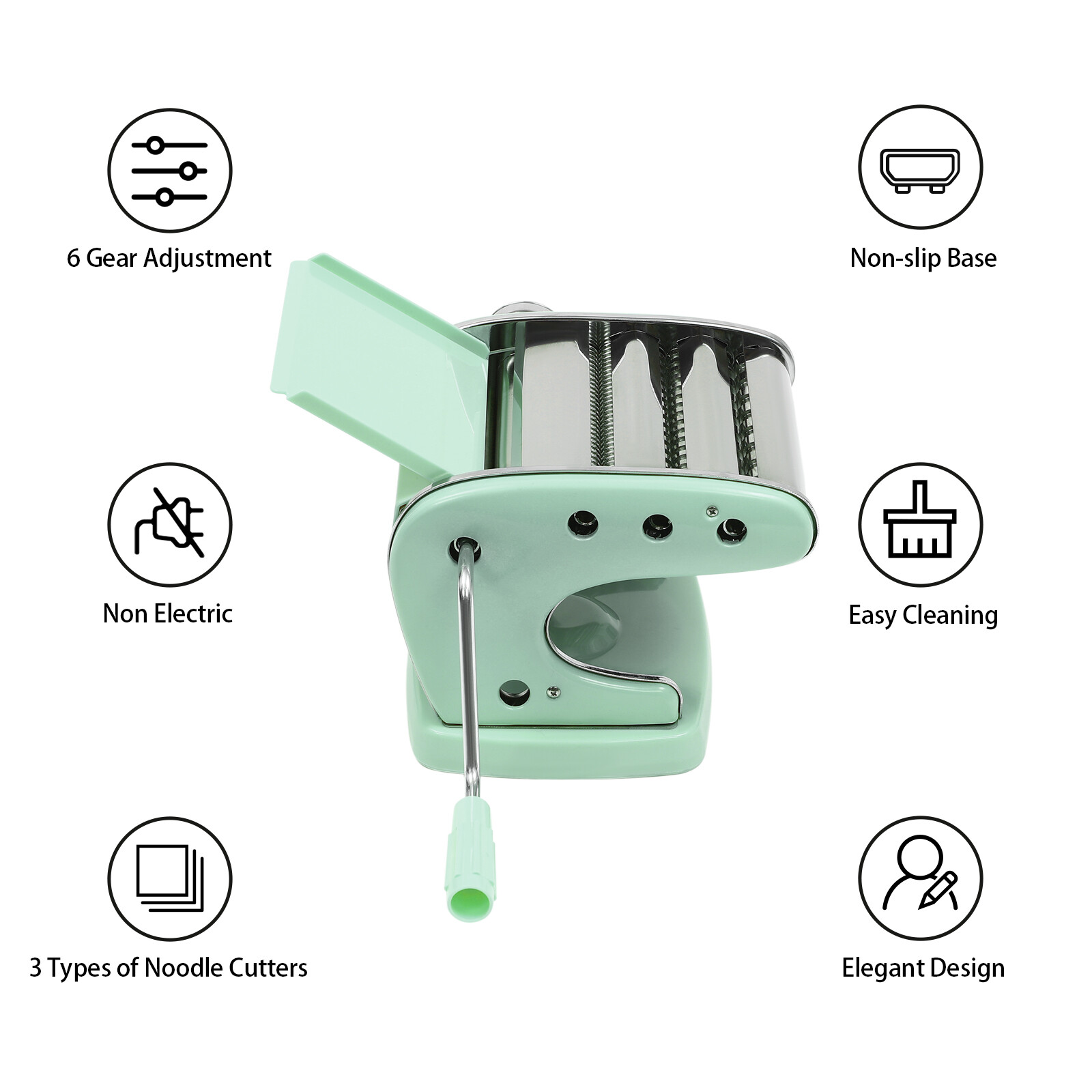 Pasta Maker Machine with 6 Adjustable Thickness Settings Dough Roller