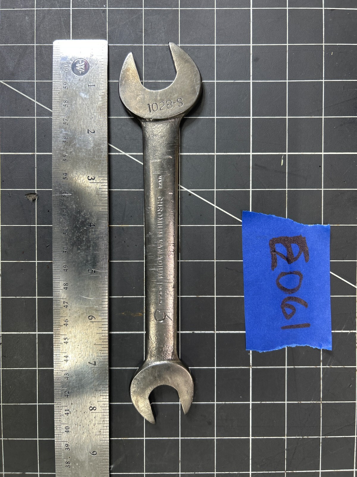Vintage 8.25" Long Chromium Vanadium Double Open End Wrench #1028-S, Made In USA