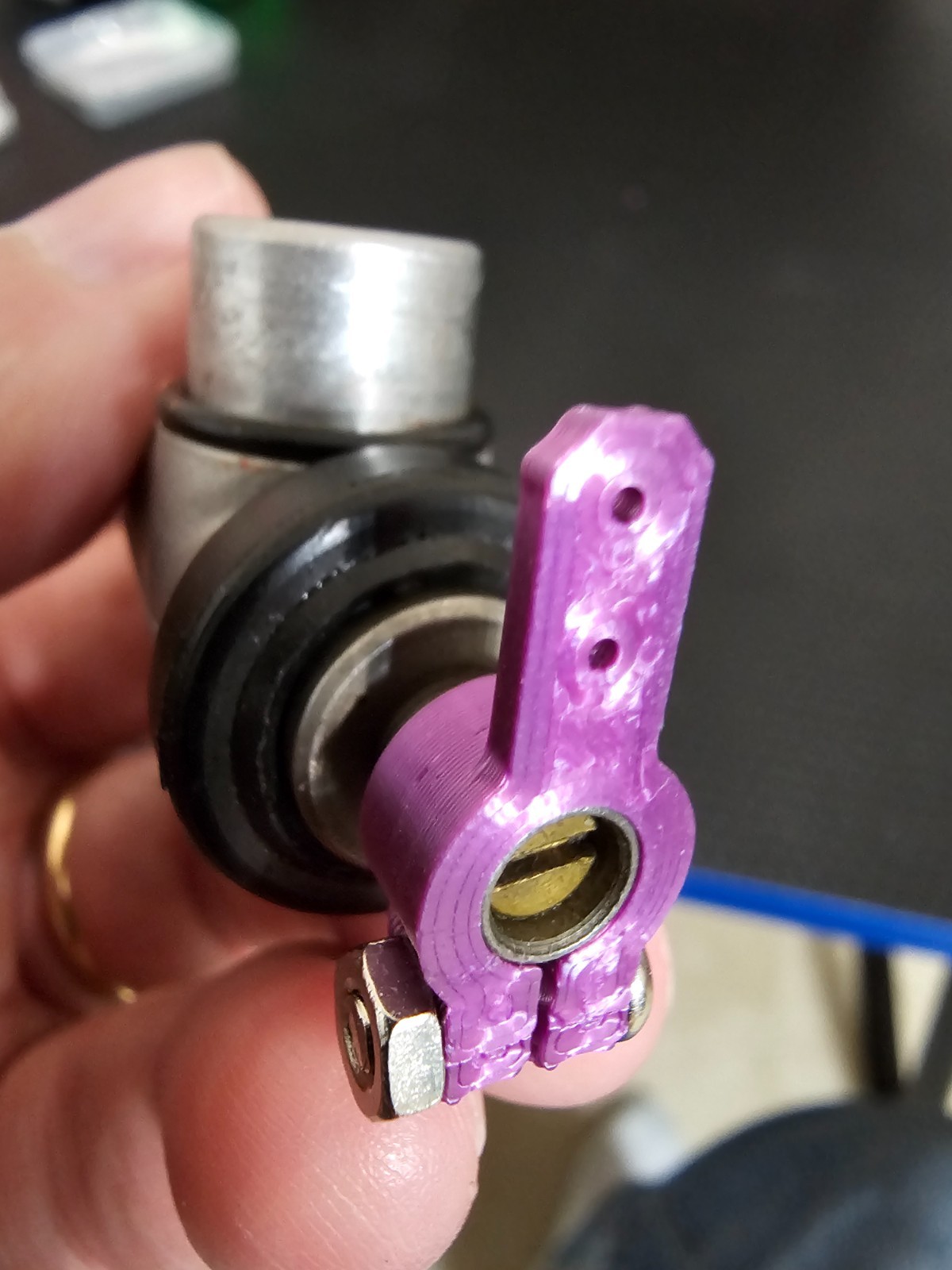 2 Two Super Tigre Purple Throttle Arms 45 to 90 Size Motors.   Made in the USA !