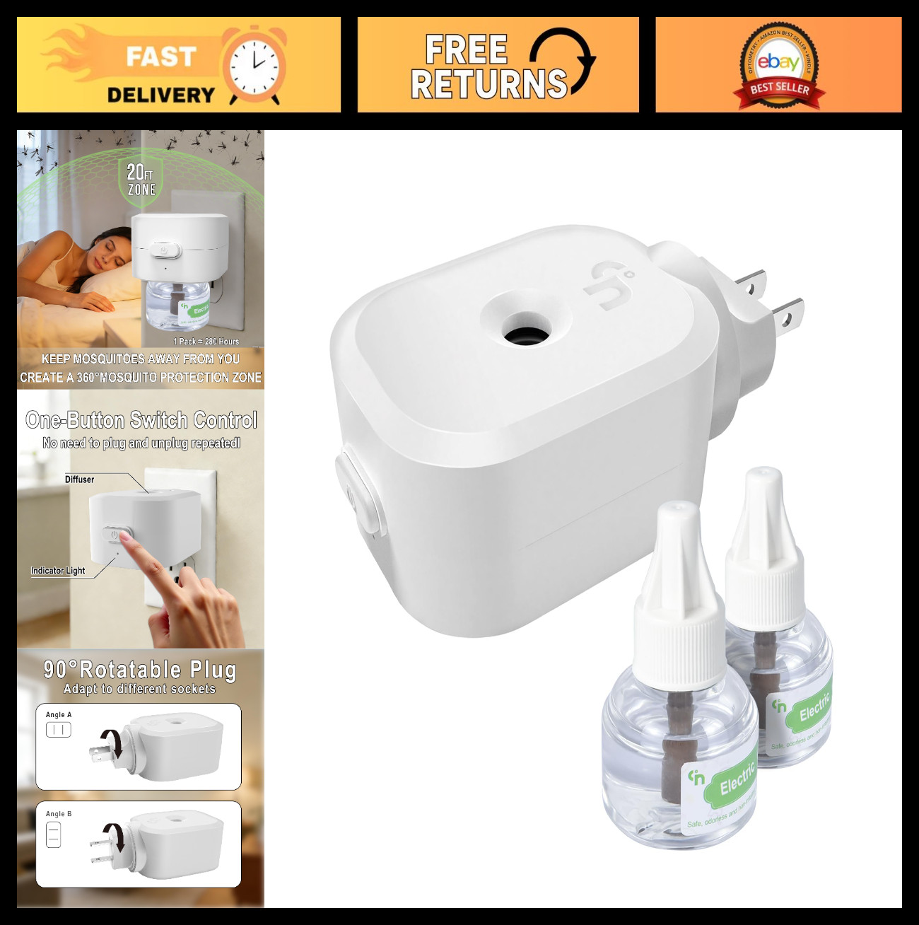 Electric Plug-in Mosquito Repellent for Indoor Use - Bedroom, Living Room, Offic