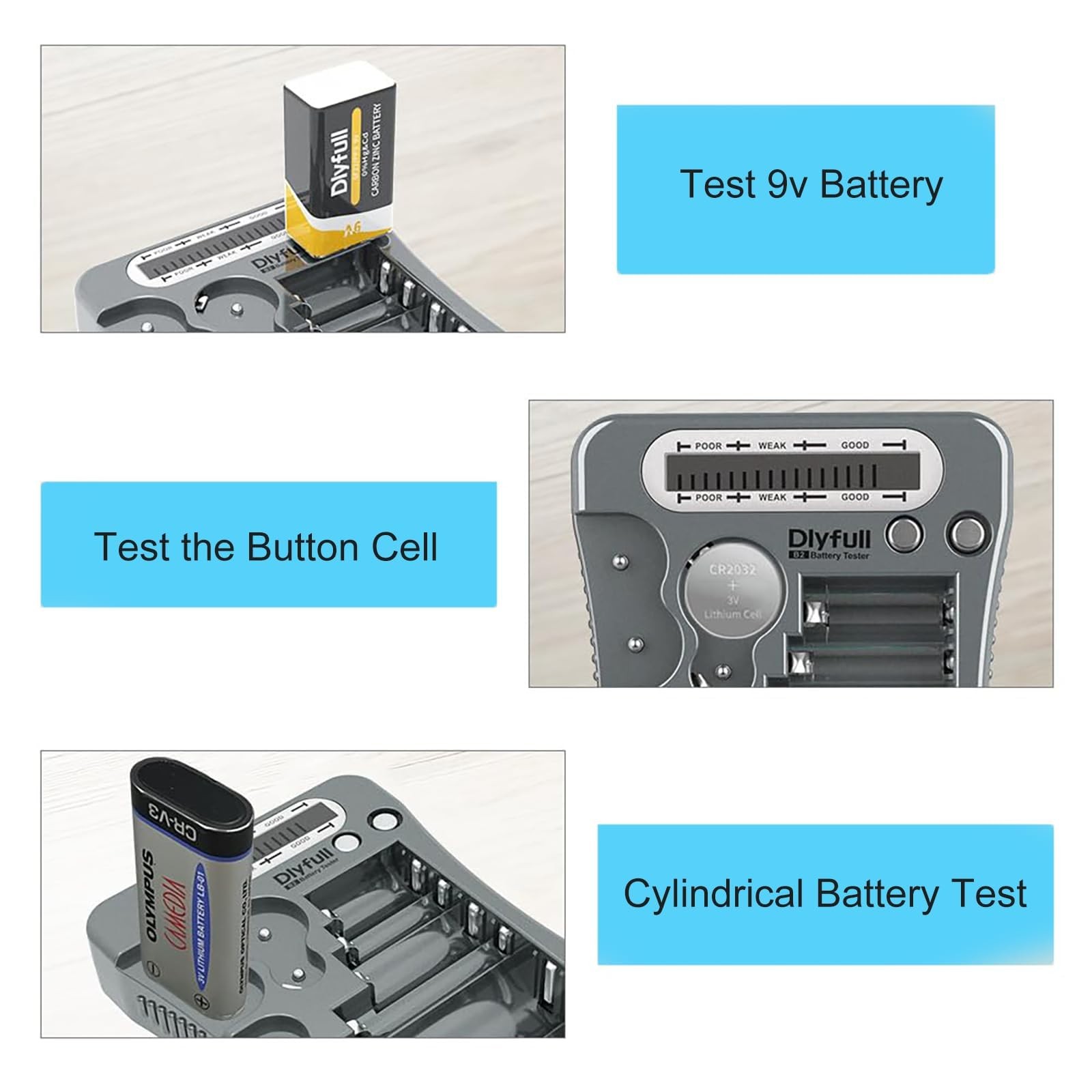 Universal Battery Tester with LCD Display, Multi Purpose Small Battery Checke...