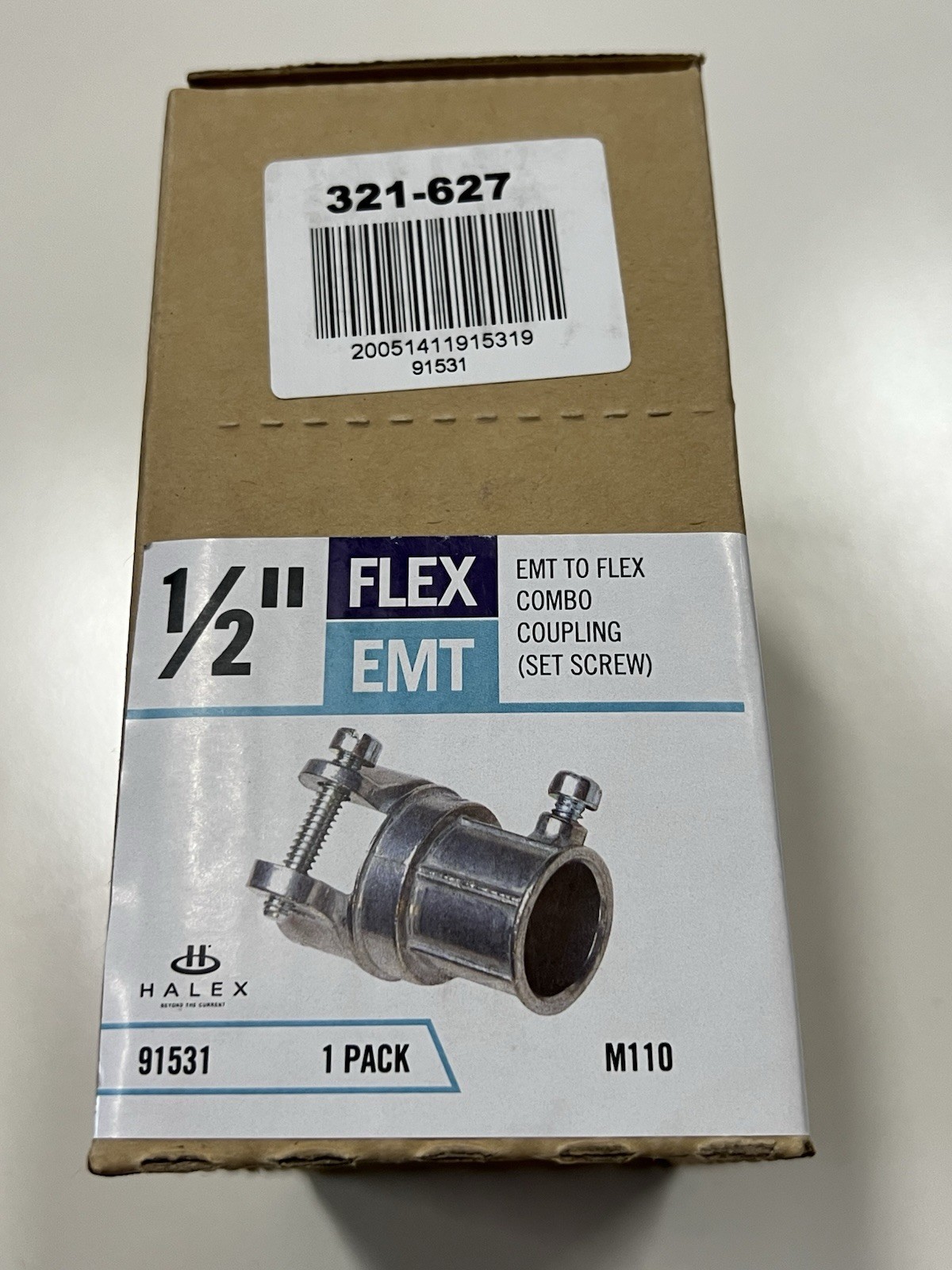 15pk Halex 321-627 1/2" EMT to Flex Combo Coupling Set Screw 91531