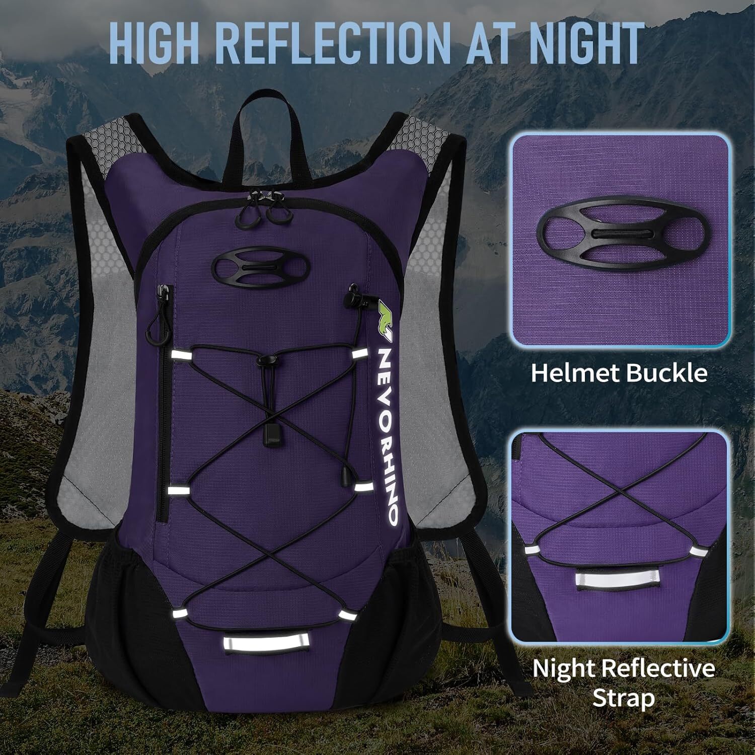 Lightweight Hydration Backpack, Running Backpack with 2L Water Purple