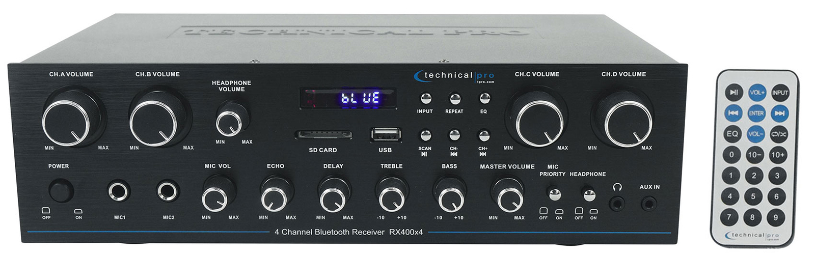 Technical Pro RX4CH Bluetooth Home Receiver Amp+(8) 6.5" Black Ceiling Speakers