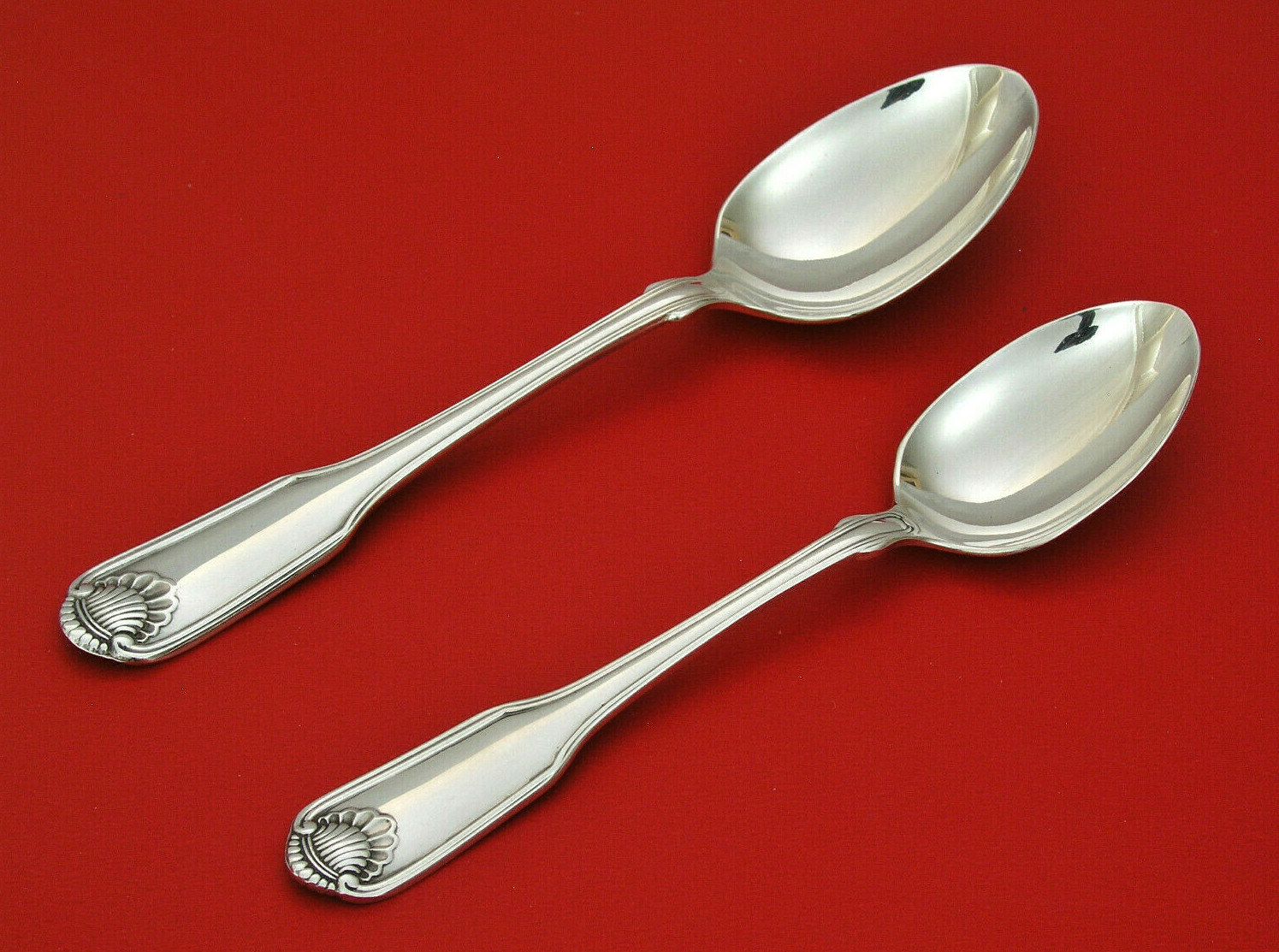 ONEIDA CUBE - SILVER SHELL 1978 SILVERPLATE - (1) TEASPOON & (1) OVAL SOUP SPOON