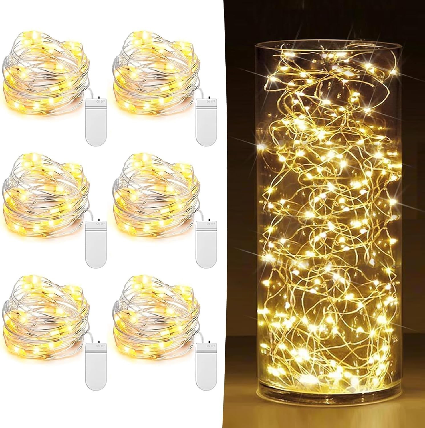 6 Pack Fairy Lights Battery Operated 7ft 20 LED Mini String Lights Twinkle