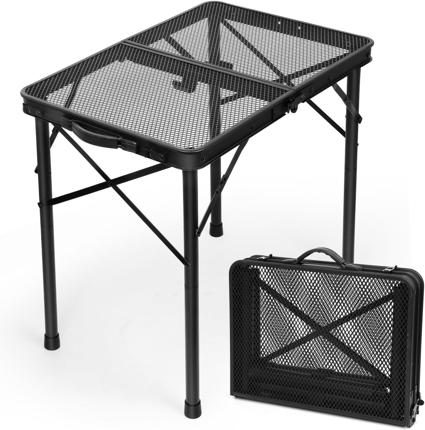 2 Ft Folding Camping Table, Adjustable Height 10.6-22 In, Small Grill Table | Bl