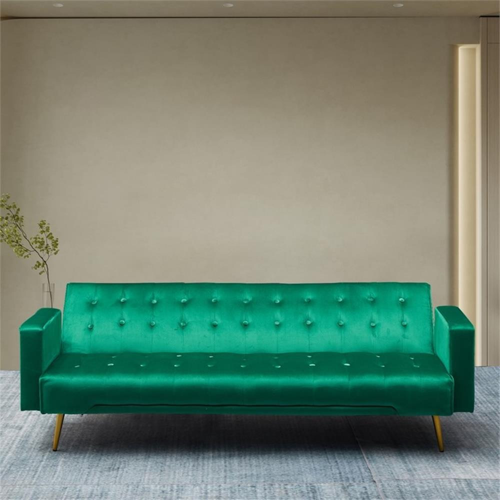 Kingway Furniture Jeffery Velvet Convertible Sofa in Green