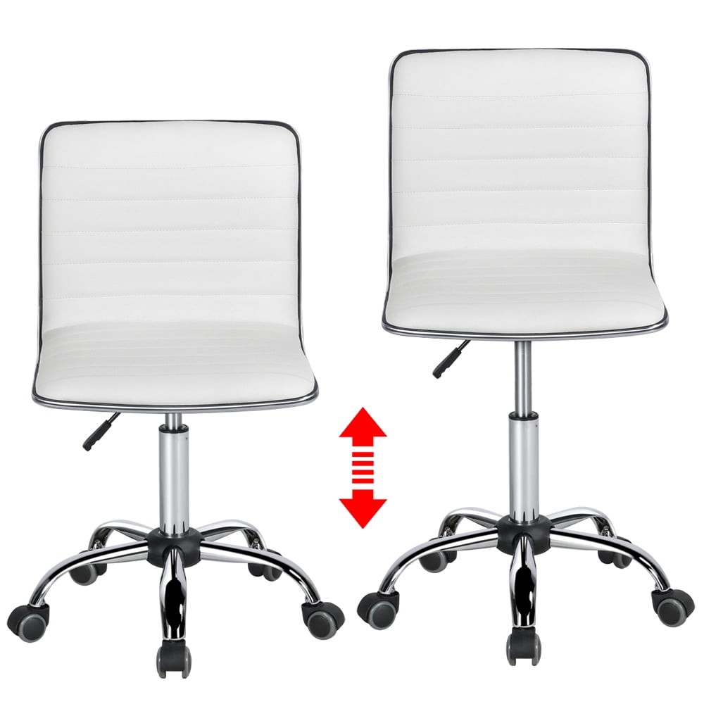 Modern Adjustable Armless Faux Leather Swivel Office Chair White