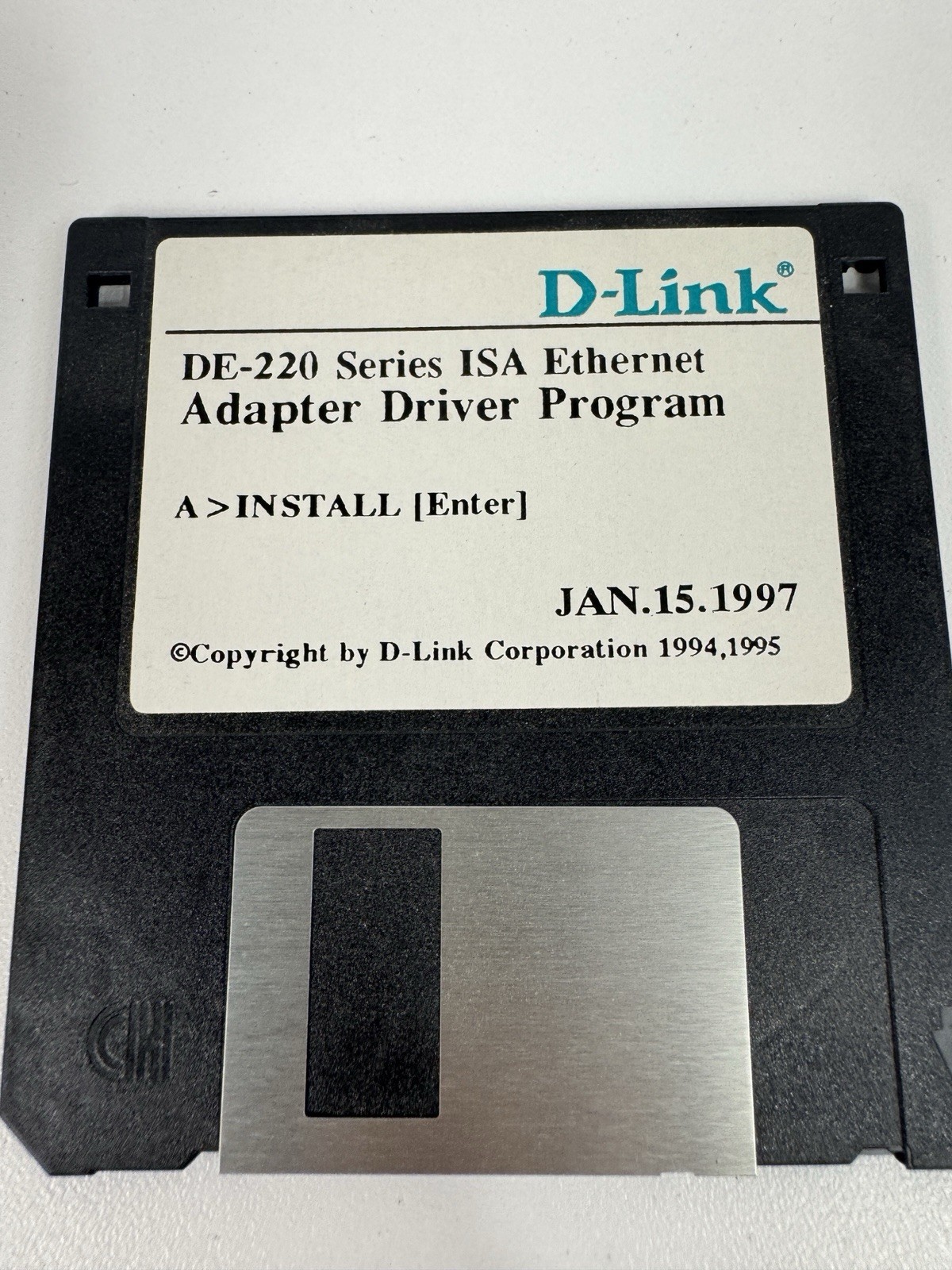 D-Link DE-220 Series ISA Ethernet Adapter Driver Program 3.5” Floppy Disk 1997