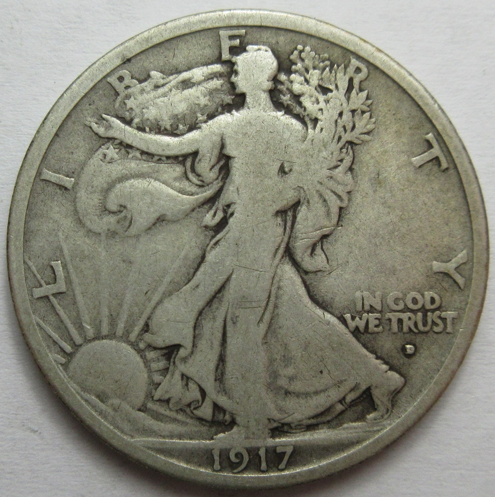 1917-D Obverse Silver Walking Liberty Half Dollar -VF- (#220a)