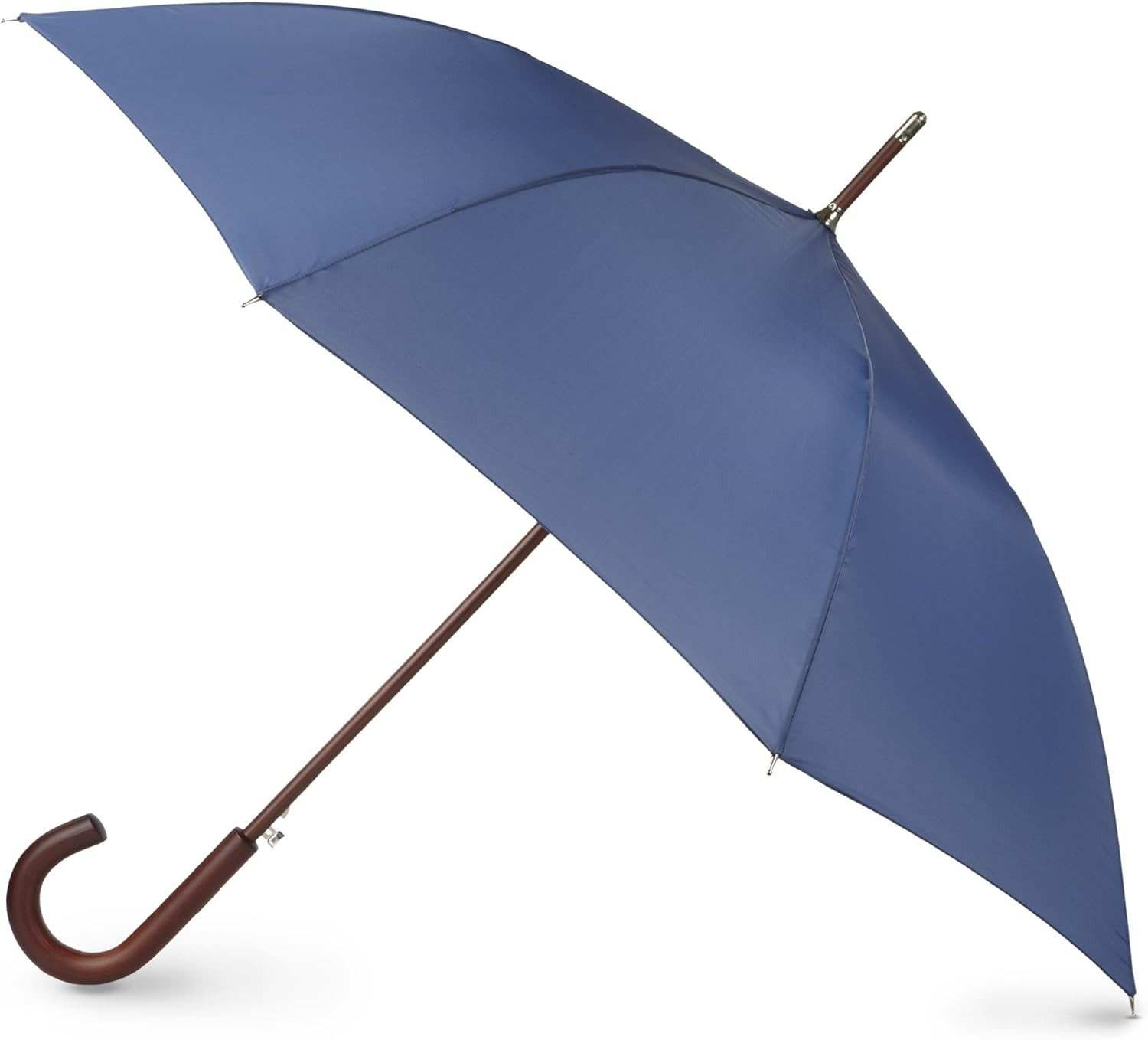 Classic Umbrella Automatic Open Wooden Stick Windproof Folding Rain Blue Strong