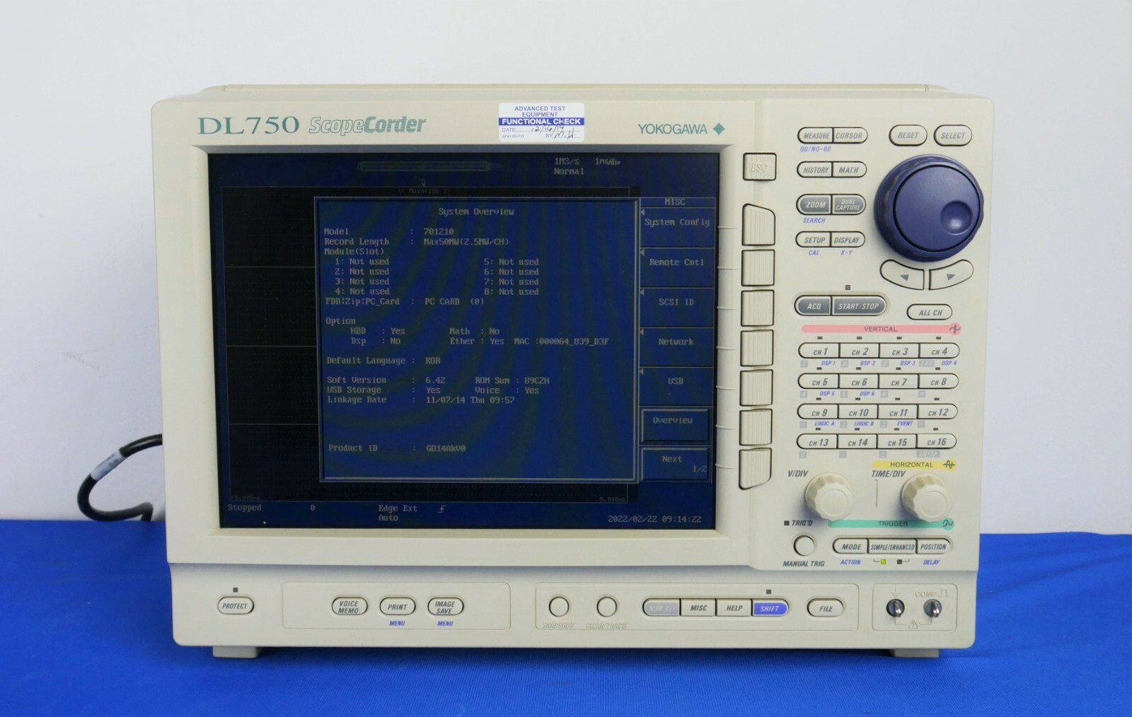 Yokogawa DL750 ScopeCorder |10 MS/s, 16 Channel, 8 Slots