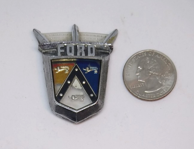 1950’s Ford Fairlane Small Car Emblem Needs Paint Repair 1-7/8" L x 1-3/4" W
