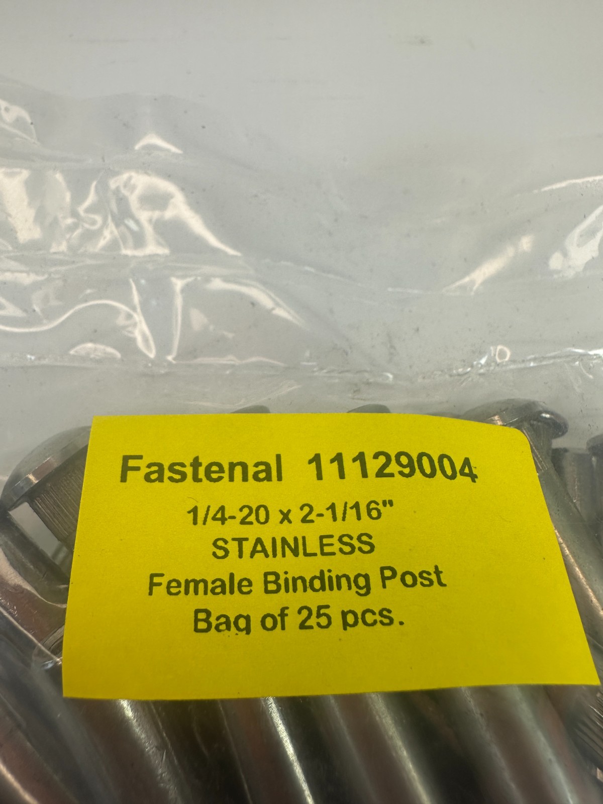 Fastenal 11129004 1/4.20 x 2 1/16 Stainless Female Binding Post (Lot of 25)