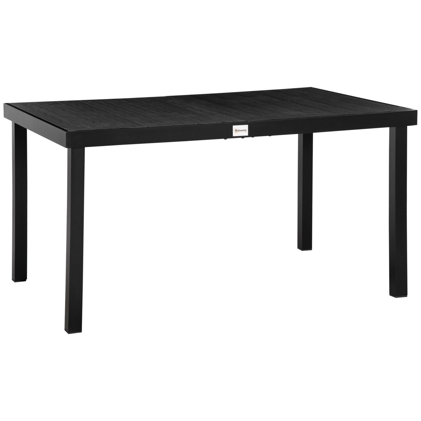 55in Outdoor Dining Table for 6 Rectangular Aluminum Patio Table Black