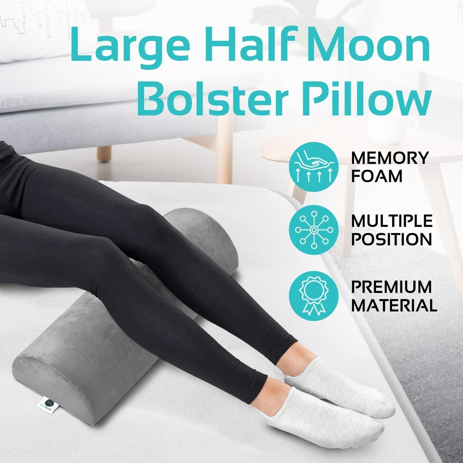 2-Pack Half Moon Bolster Pillows - Ultimate Memory Foam Support for Sleep