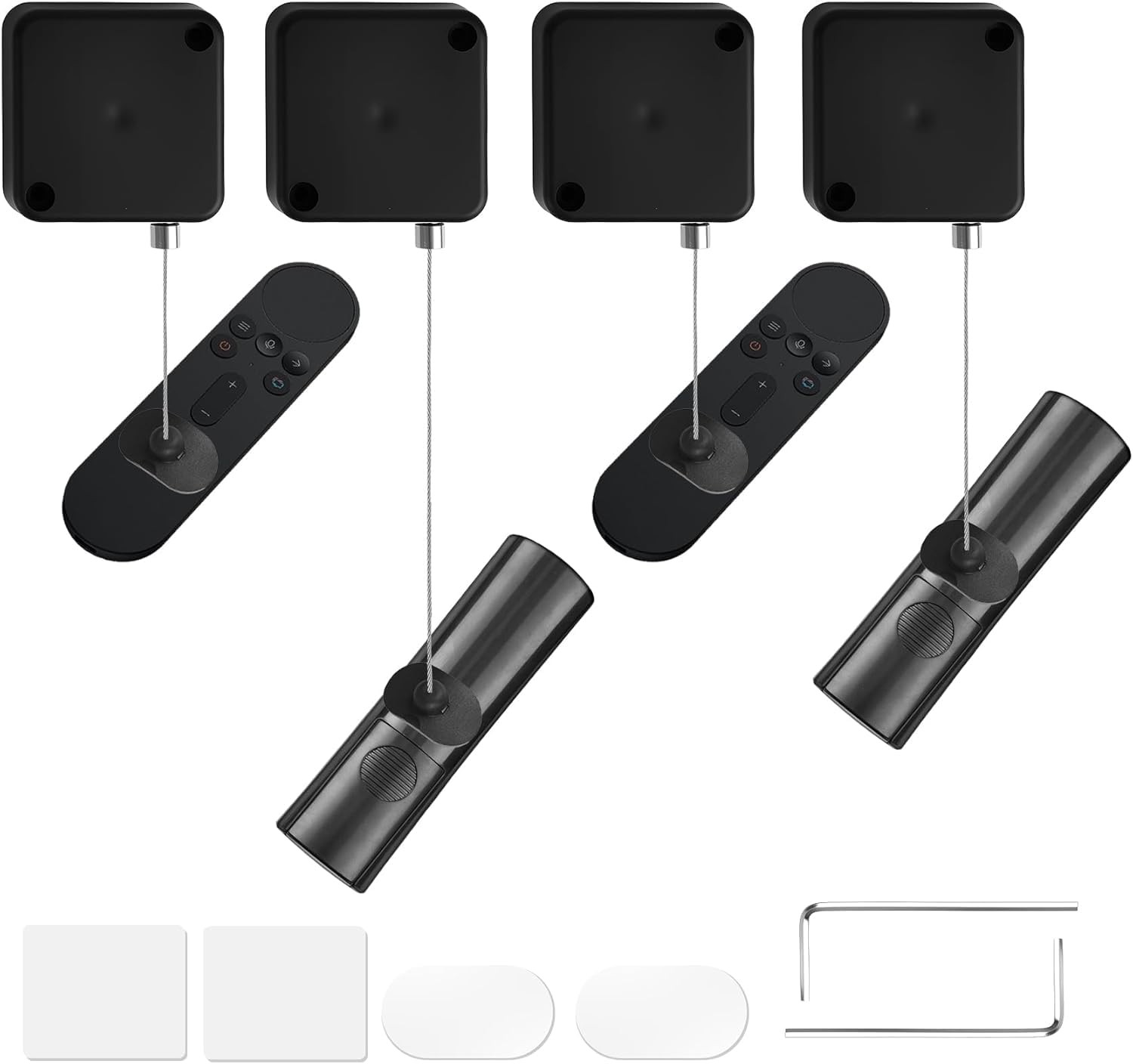 2pcs Remote Control Tether, 6.5 Ft TV Leash, Retractable Black