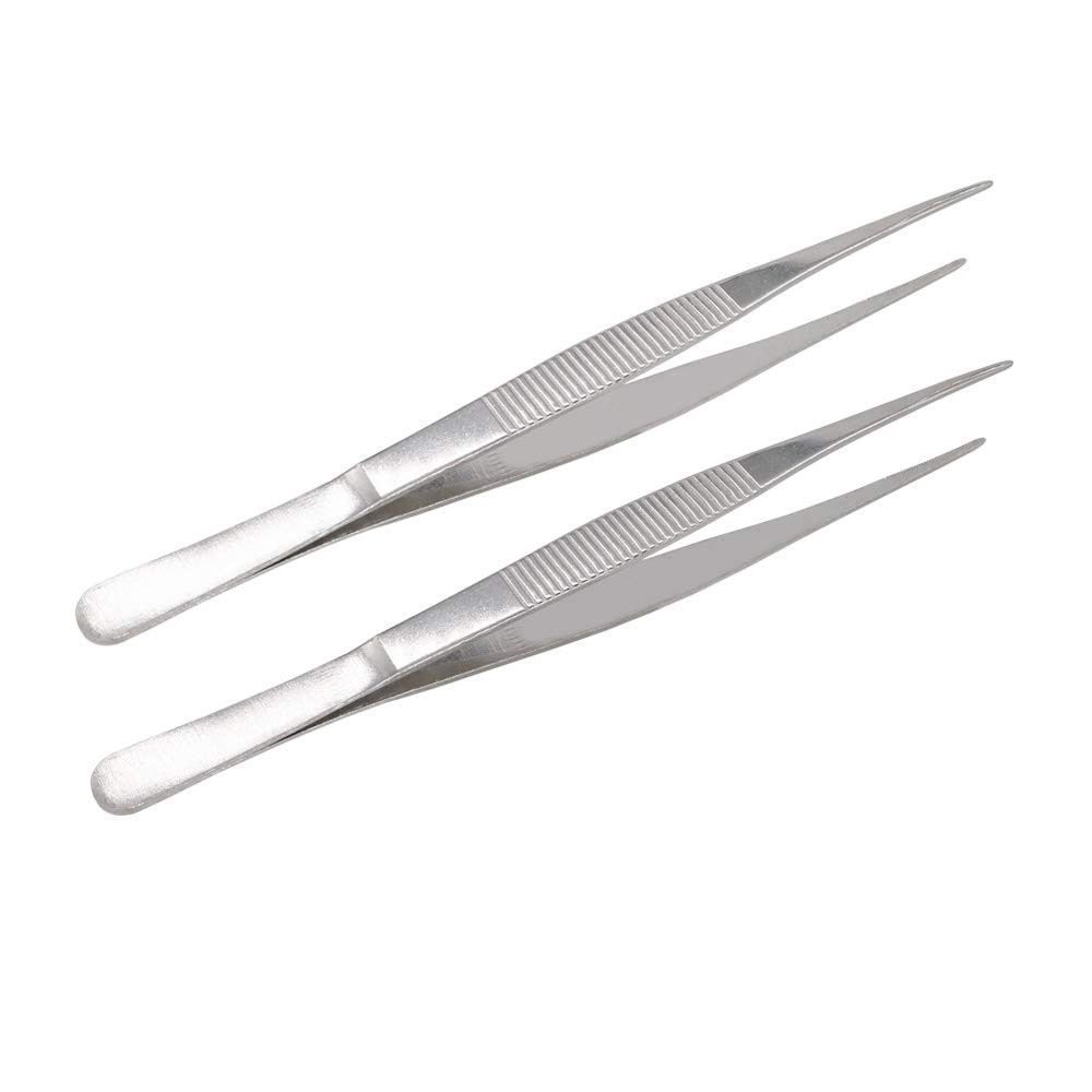 VictorsHome 7 Inch Stainless Steel Tweezers with Straight 7 Inch, Silver
