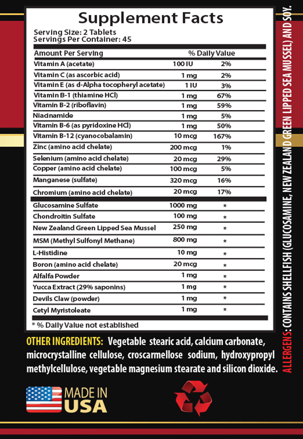 anti inflammation vitamins - JOINT MATRIX COMPLEX - selenium trace minerals 2B
