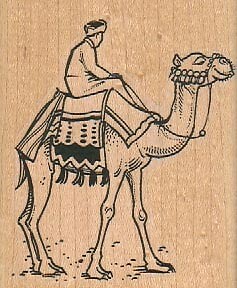 Camel And Rider 2 1/2 x 3" Rubber Stamp, Desert Rider Stamp, Camel Stamp