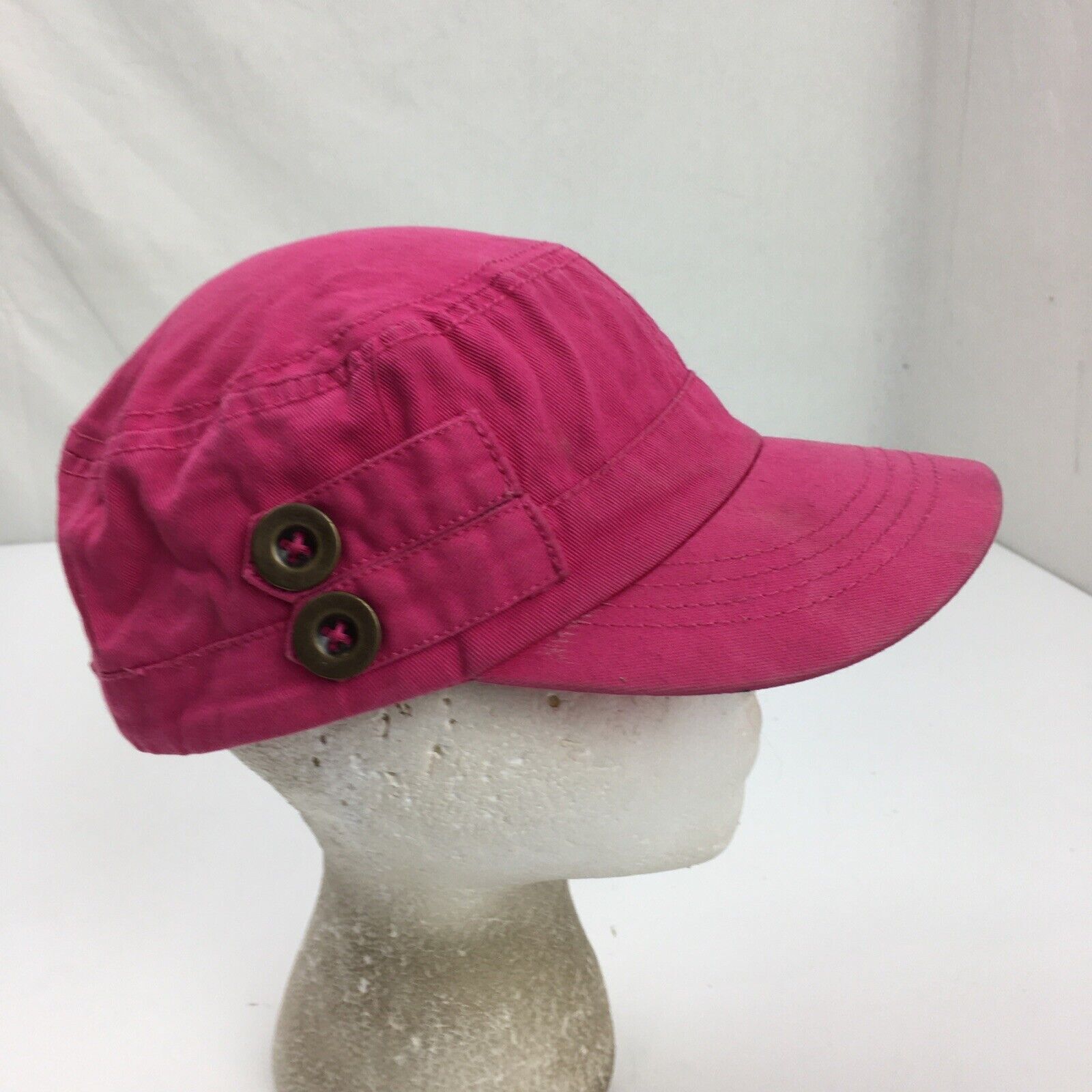 Pink with Buttons Women's Army Ball Cap Hat Adjustable