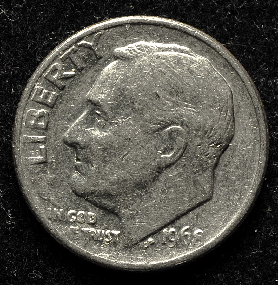 1968-P Roosevelt dime, circulated, FREE SHIPPING, WYSIWYG