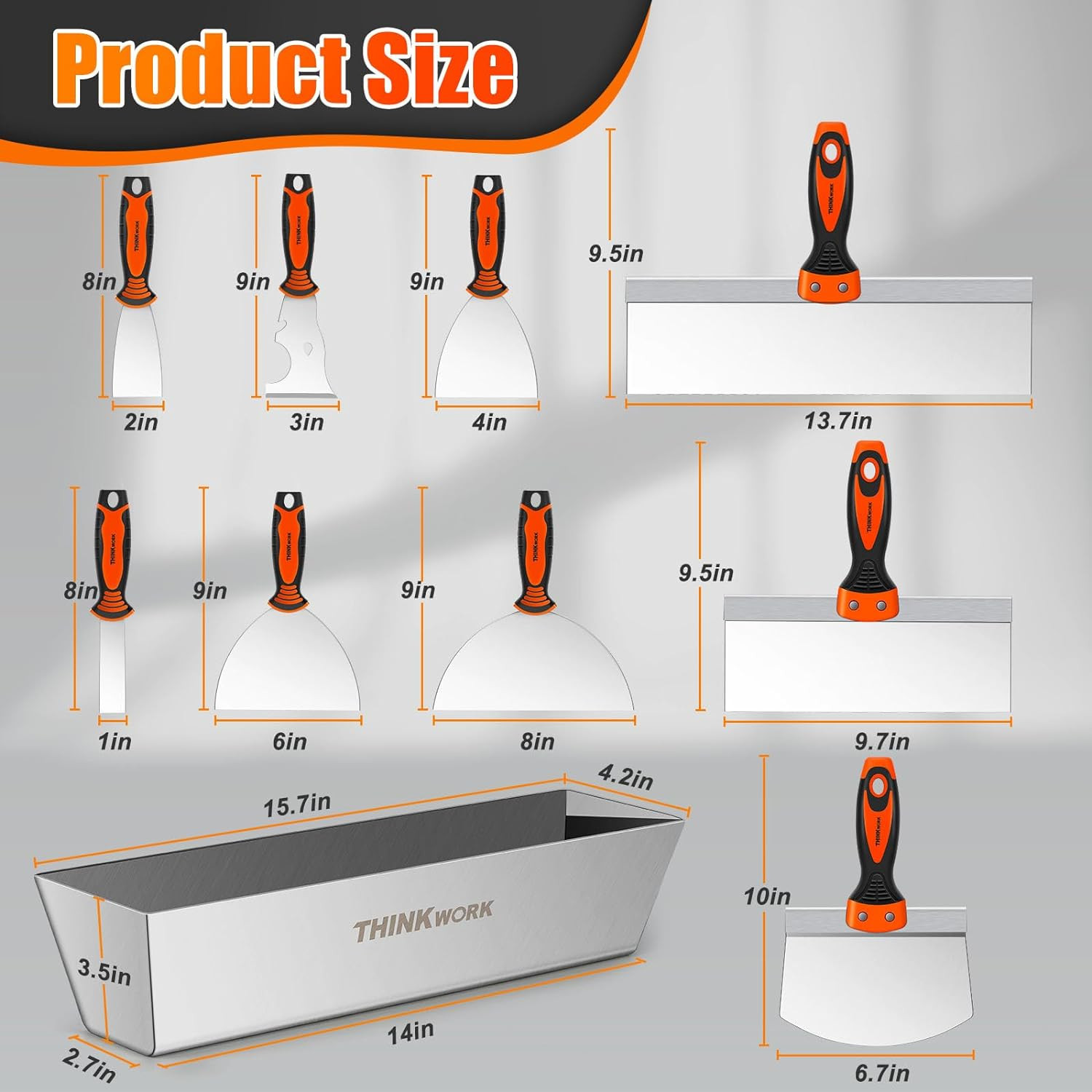 Drywall Knife Set, 10Pcs Drywall Tools Kit Include Putty Knives, Taping Knives,