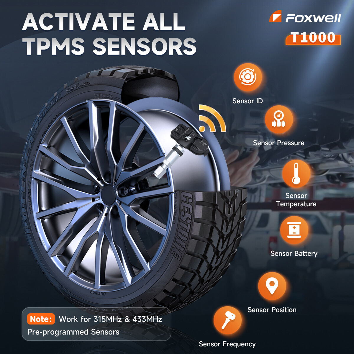 TPMS Reset Activation Tool Foxwell T1000 Universal Sensor Programming Diagnostic