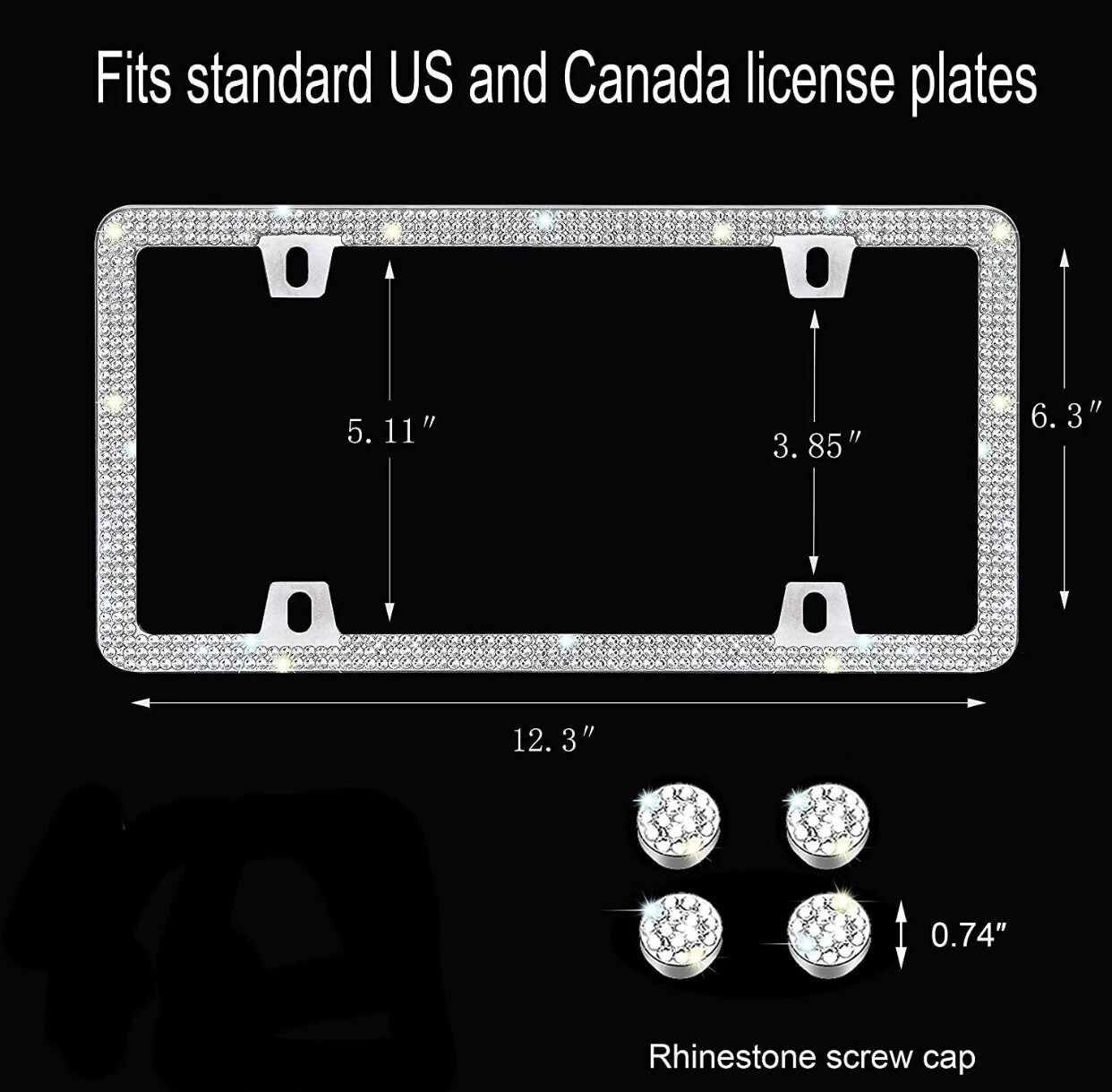 Bling Diamond License Plate Frames,Sparkly Rhinestones License Plate Frame