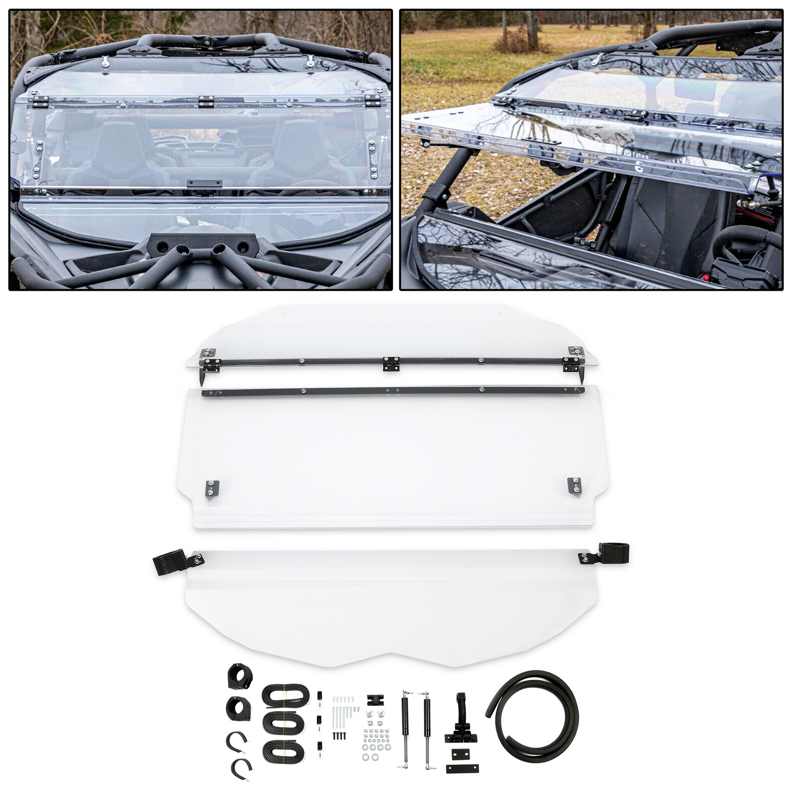 Scratch Resistant 2-IN-1 Front Flip Windshield for 2017+ Can-Am Maverick X3