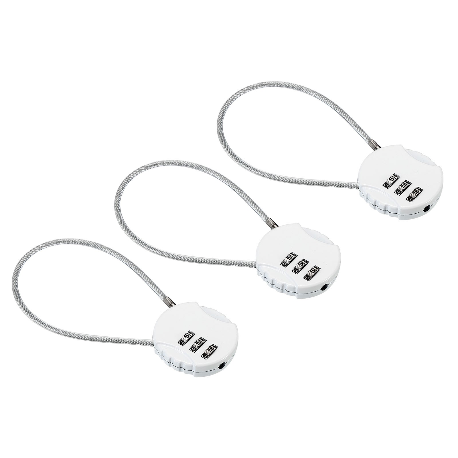 3 x Small Combination Lock 7.8 Inch 3 Digit Padlock for Gym Locker White