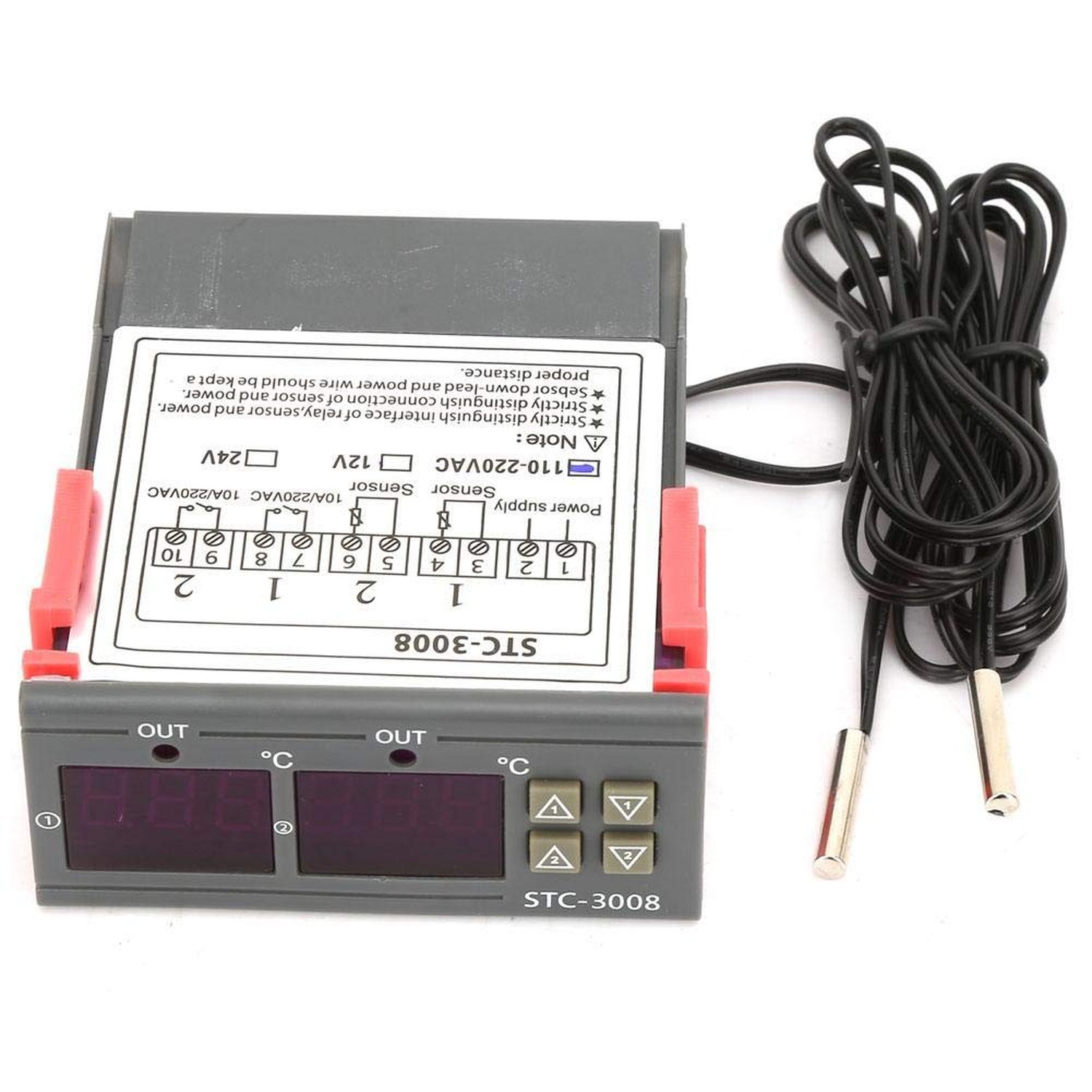 Temperature Thermostat Controller, -3008 Digital Display Probe Sensor for Far...
