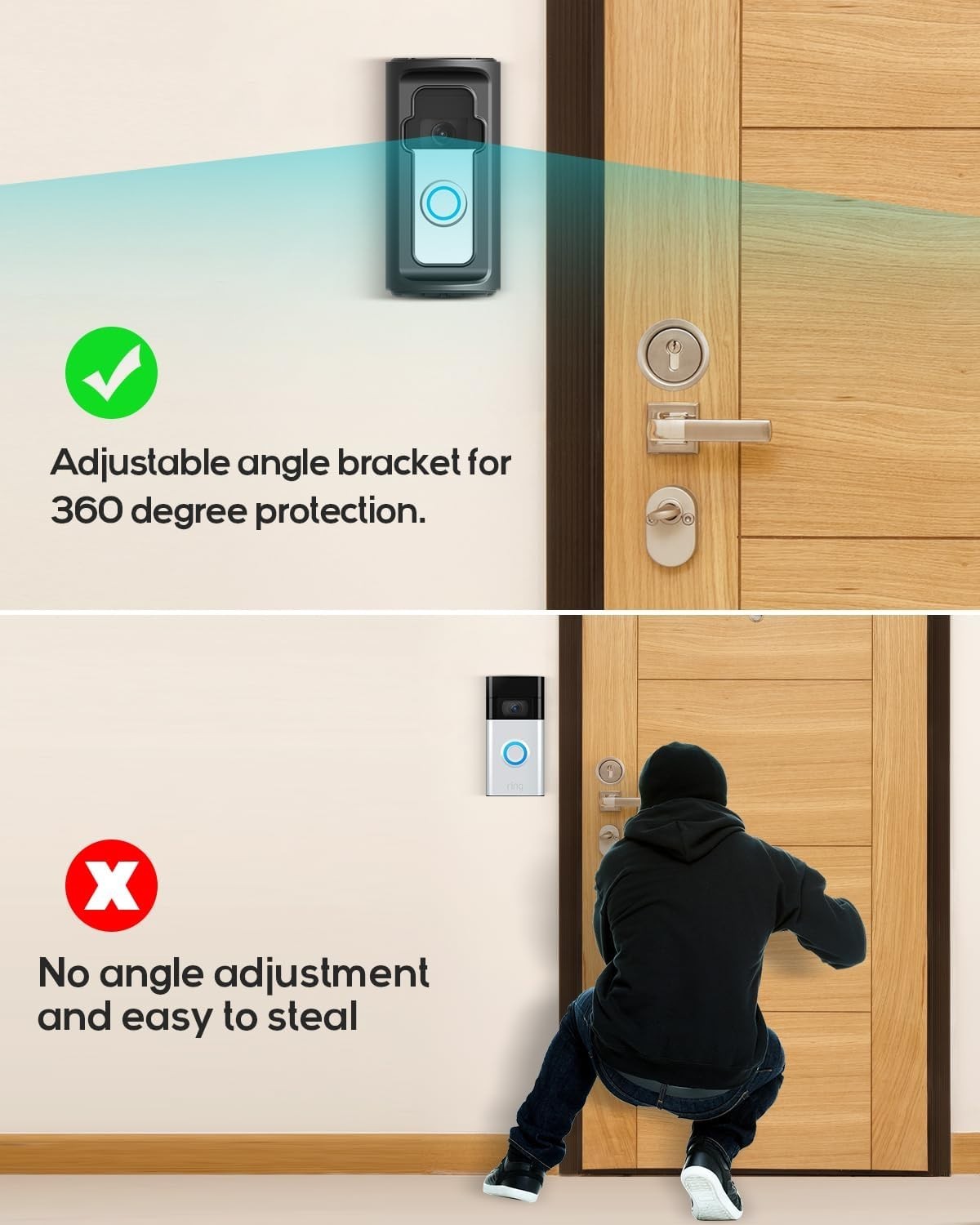 Sleek Weatherproof 360° Adjustable Doorbell Mount - Compatible with Ring Models