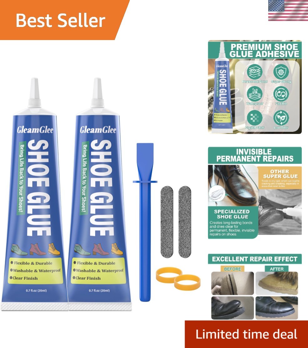 Advanced Clear Shoe Repair Adhesive - Extra Strong, Flexible & Durable 40ml Kit
