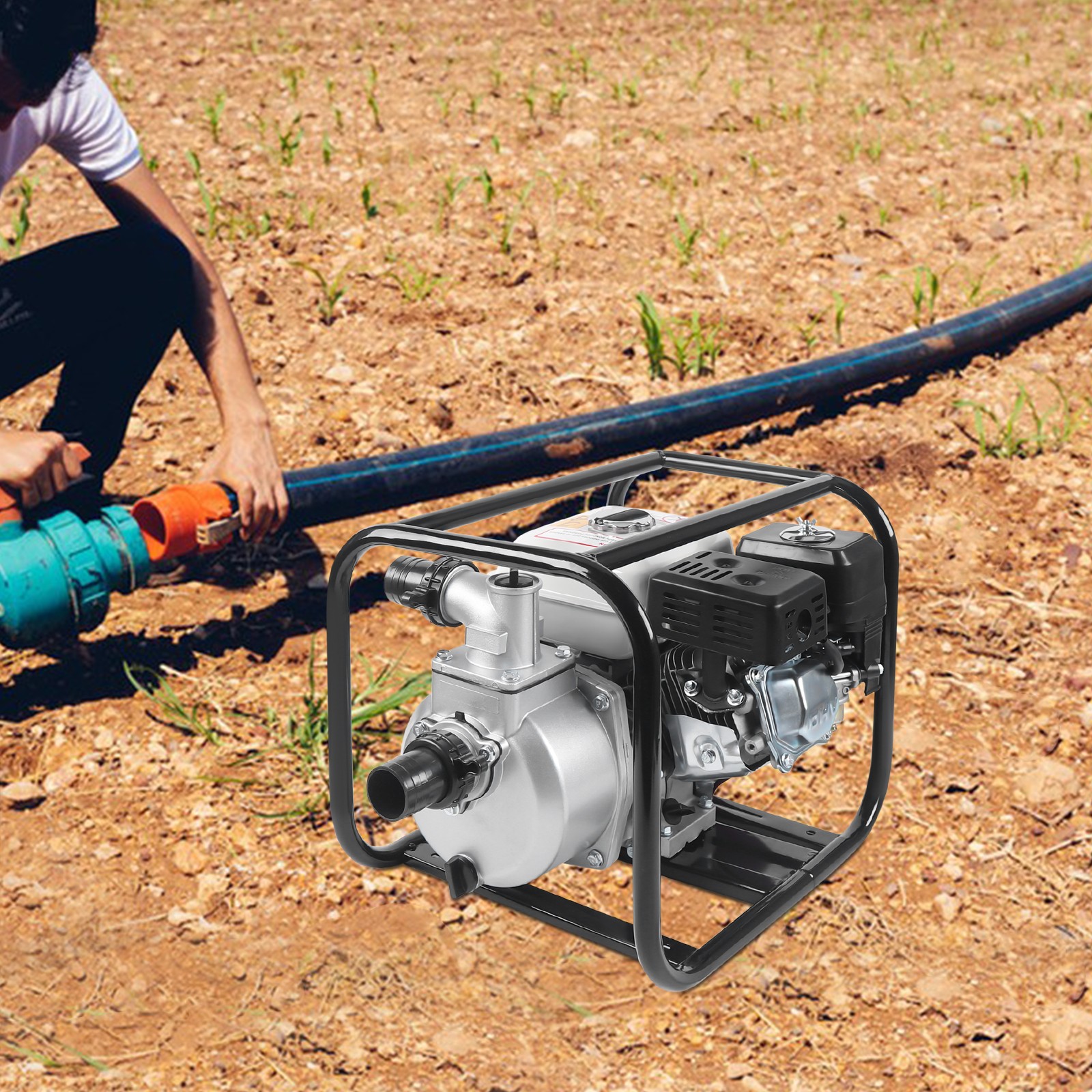 2" Inch 6.5HP Gas Water Semi Trash Pump Gas-Power Water Irrigation Transfer Pump