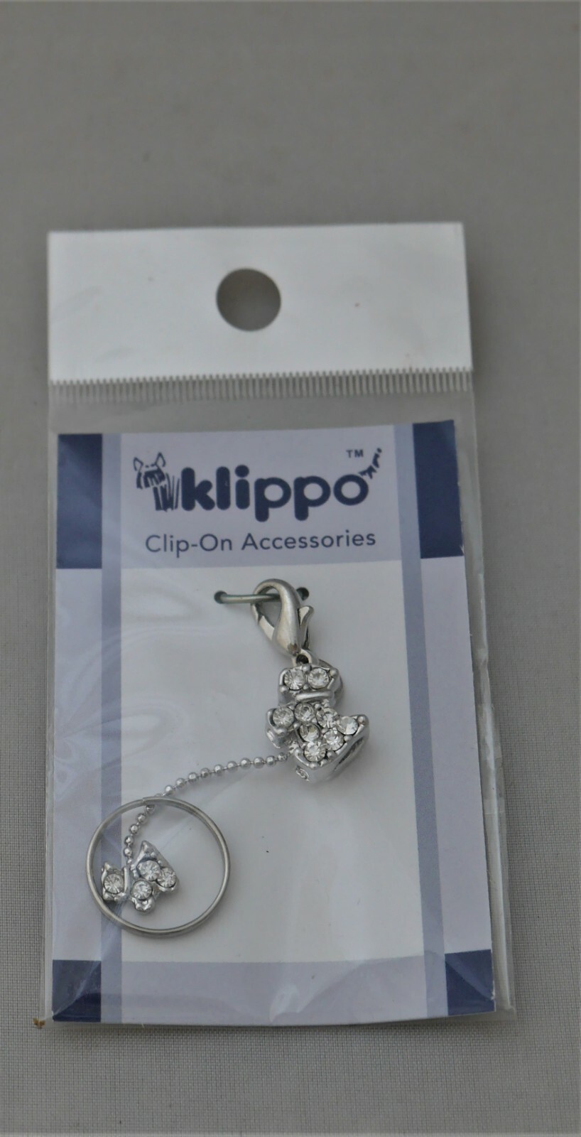 Klippo Adorable Big Dog and Hanging Puppy Dog Clear Crystal Charm NEW Westie