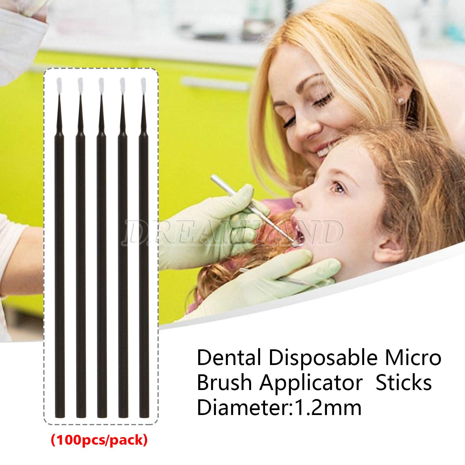 100pc Dental Micro Brush Disposable Eyelash Medium Tooth Applicators