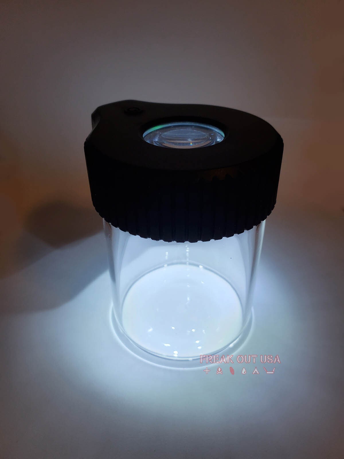 LED storage jar PURPLE for bug collecting airtight magnifying glass container