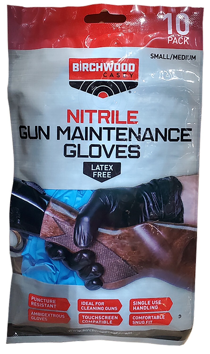 Birchwood Casey NGLVS-M Nitrile Black Sm/Med 10 Pack