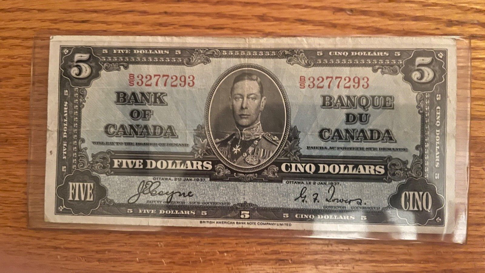 Bank of Canada, 1937 , $5 ,  choice VF