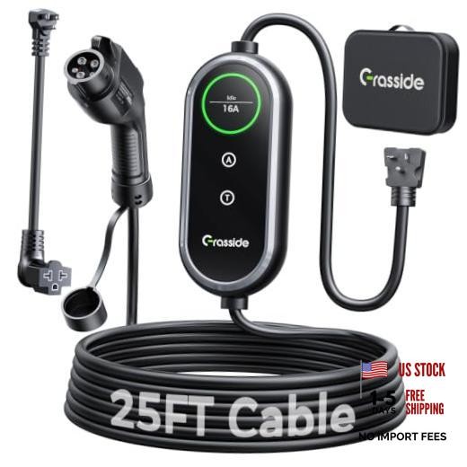 2026 New  Level 1&2 EV Charger, 8-16Amp Adjustable Current & Timer, 25FT EV