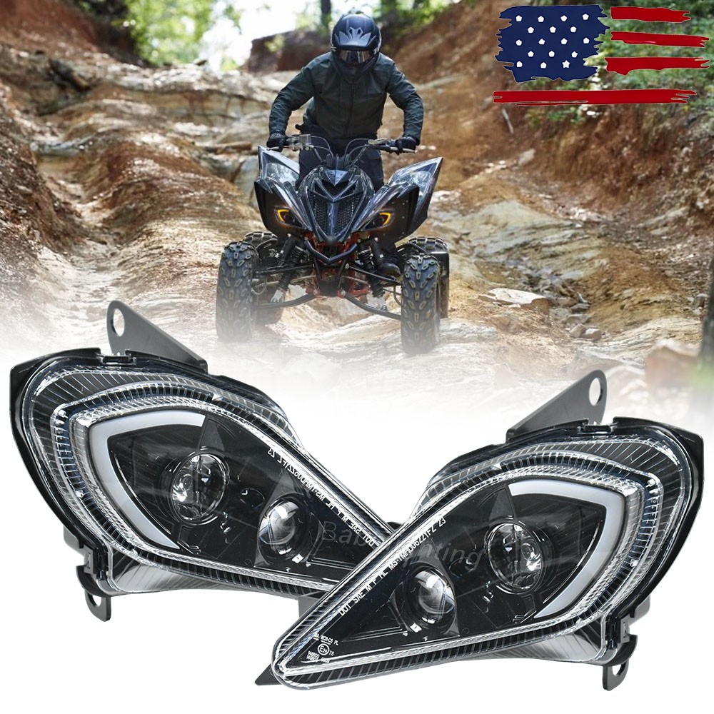 LED Headlights Set DRL Lamp For YAMAHA YFZ 450 450R 450X RAPTOR 250 350 700 700R