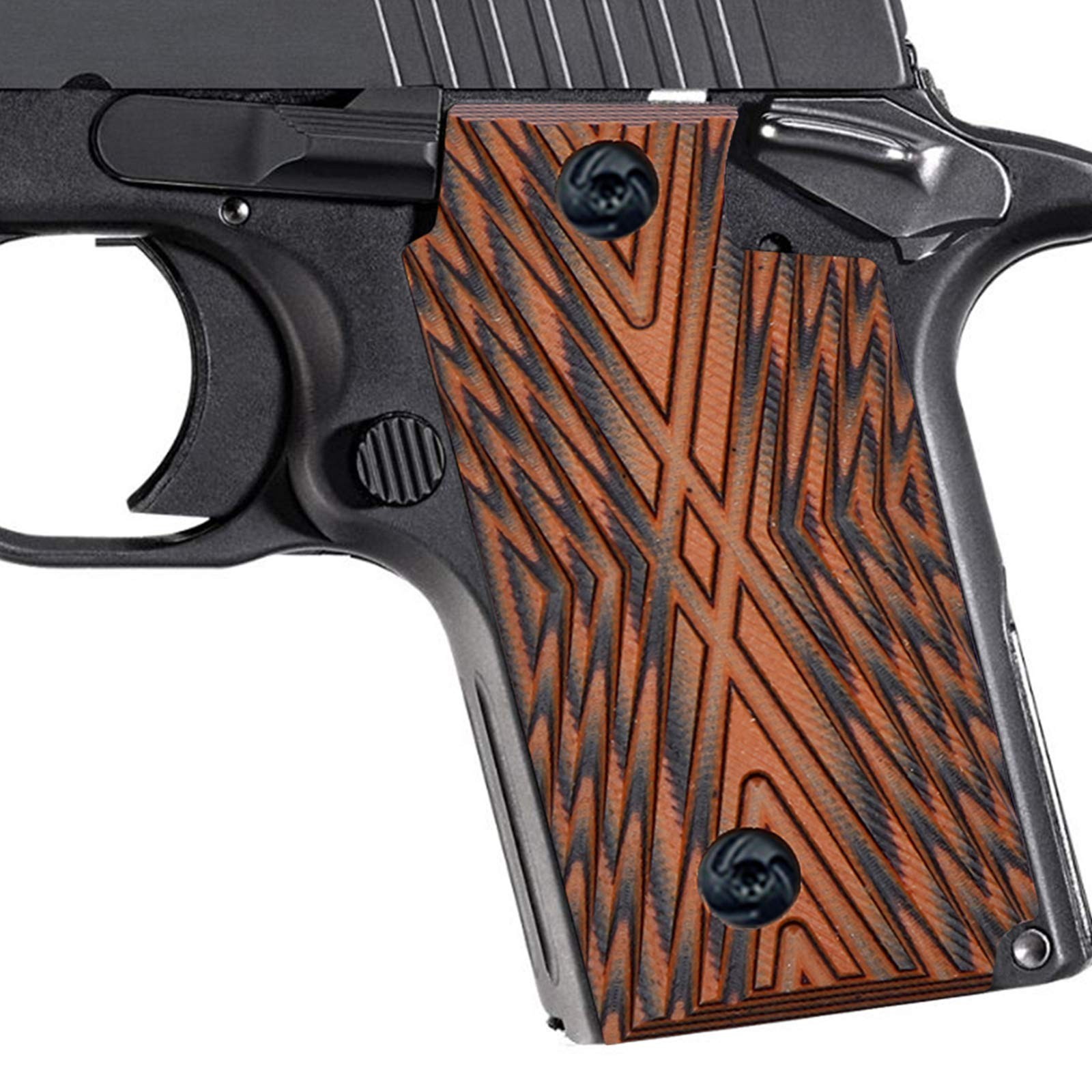 Guuun G10 Grips for Sig P238 Aggressive OPS Crosshatch Texture Orange / Black