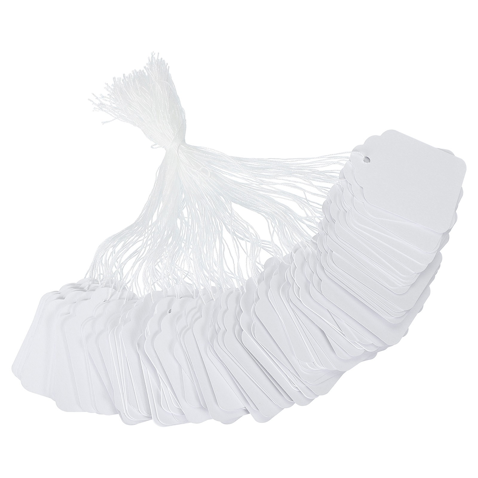 200Pcs 1.77"x1.38" Price Tags Writable Labels Display Label with String White