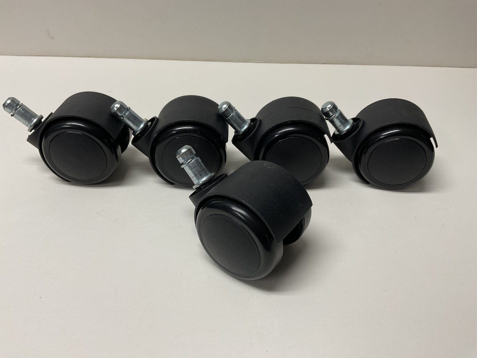 5 each Desk Chair Replacement Caster Black Wheels Set - Push in - NEW IN BAG
